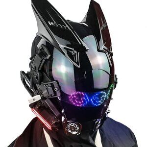 Cyberpunk Halloween Helmet 💀 Programmable LED Rave Mask